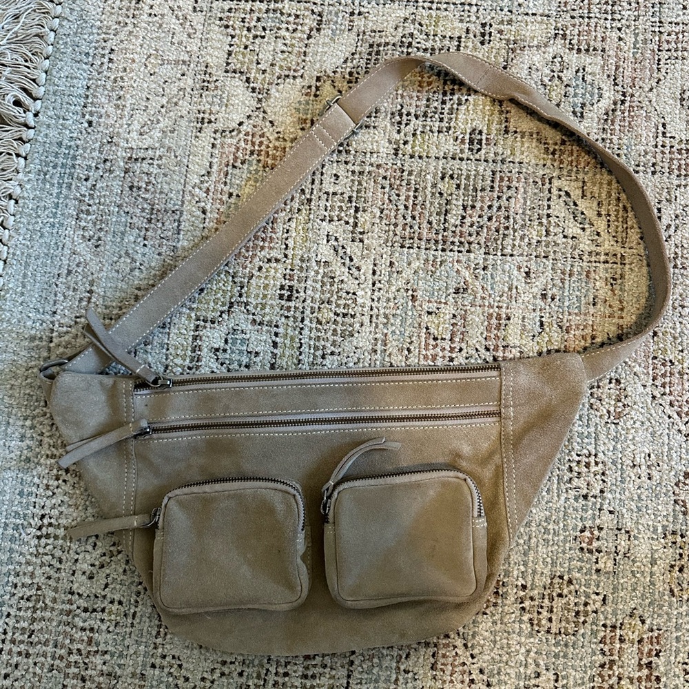 Free People Tan Suede Crossbody Bag